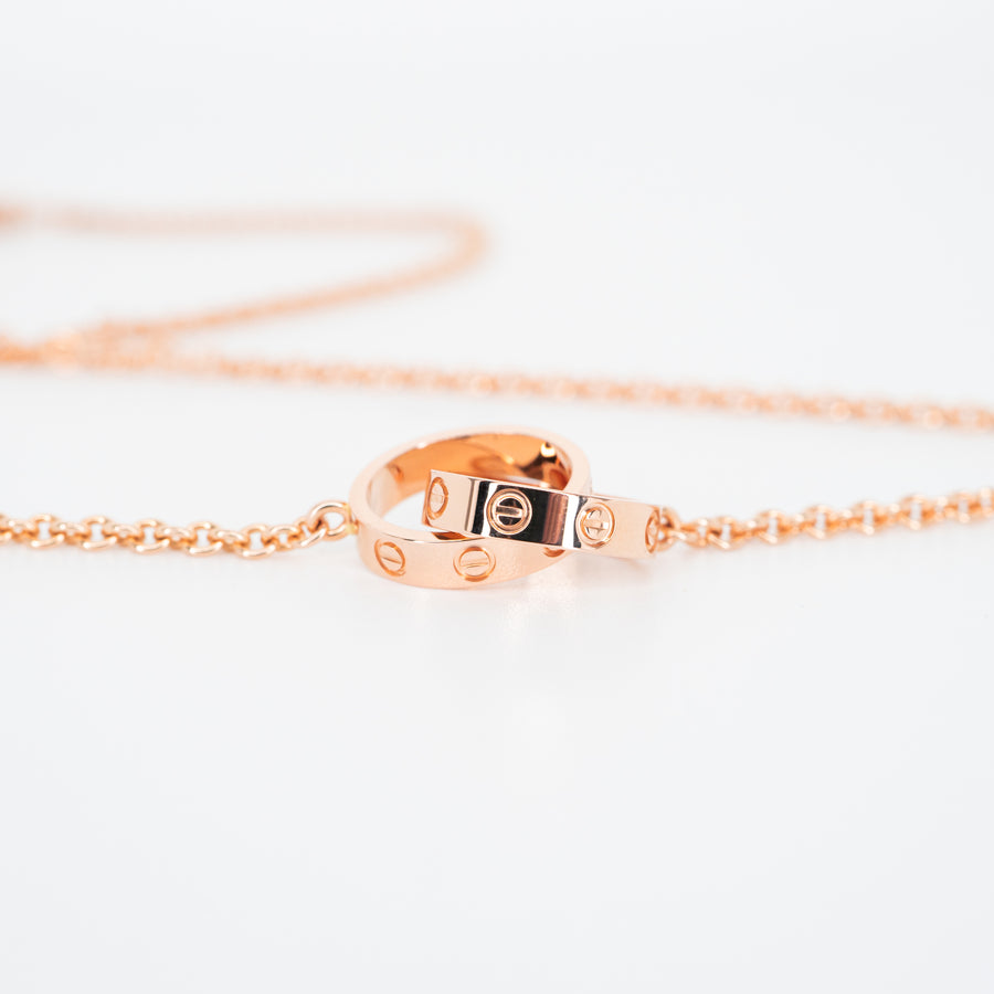 สร้อยและจี้ Cartier Love Necklace (baby love) #T4 18K Rose Gold Size 44cm.# (Used) #vrcan 5942
