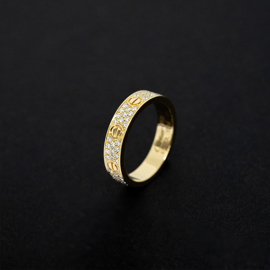 แหวน Cartier Love Band with Pave Diamonds #T2 18K Yellow Gold Size 49# (Used) #vrcalrf 4884