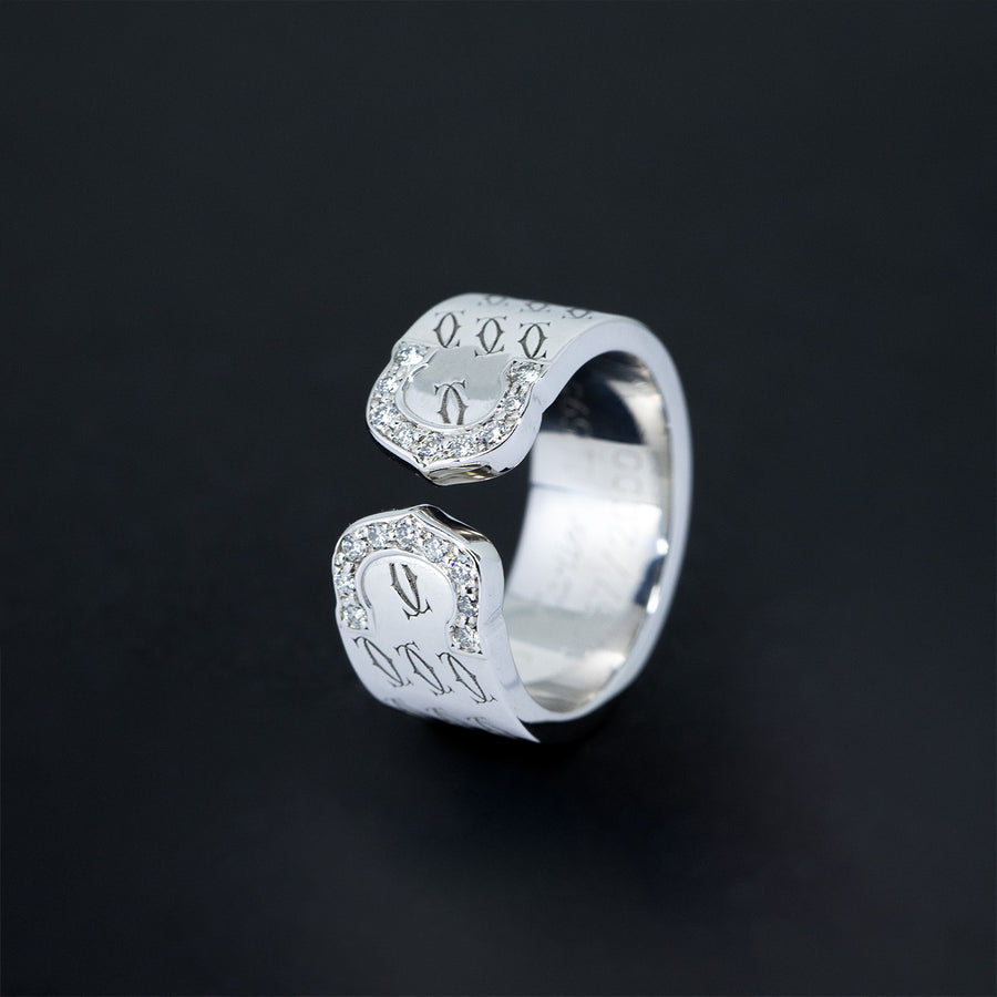 แหวน Cartier 2C with Diamonds Limited Edition 18K White Gold Size 50# (Used) #vrcarim 3915