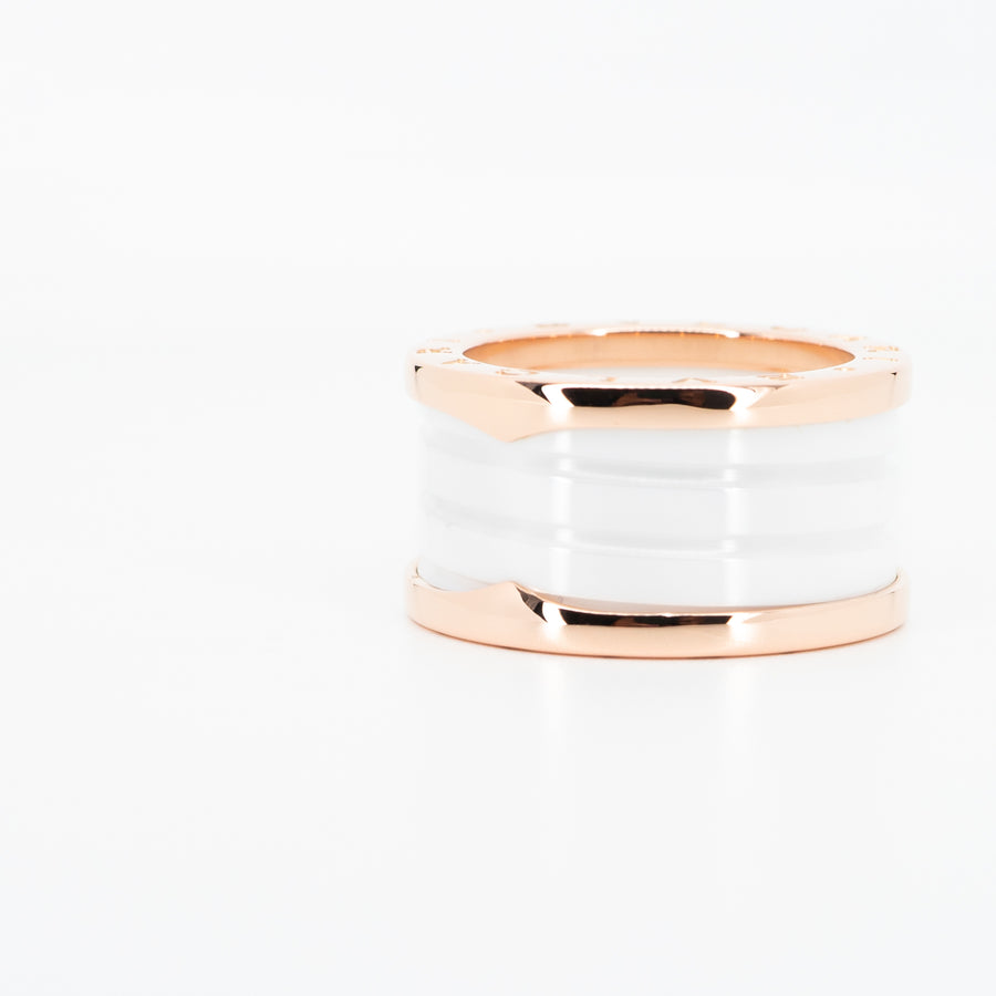 แหวน Bvlgari B.zero1 4band White Ceramic Ring 18K Rose Gold Size 55# (Used) #vrbvrim 5265