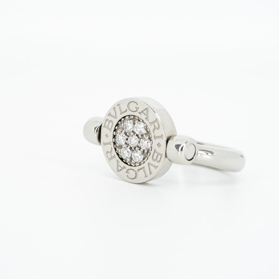 แหวน Bvlgari Bvlgari Flip Ring set with diamonds and onyx 18K White Gold Size 48# (Used) #vrbvrim 5291