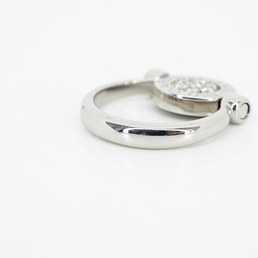 แหวน Bvlgari Bvlgari Flip Ring set with diamonds and onyx 18K White Gold Size 48# (Used) #vrbvrim 5291
