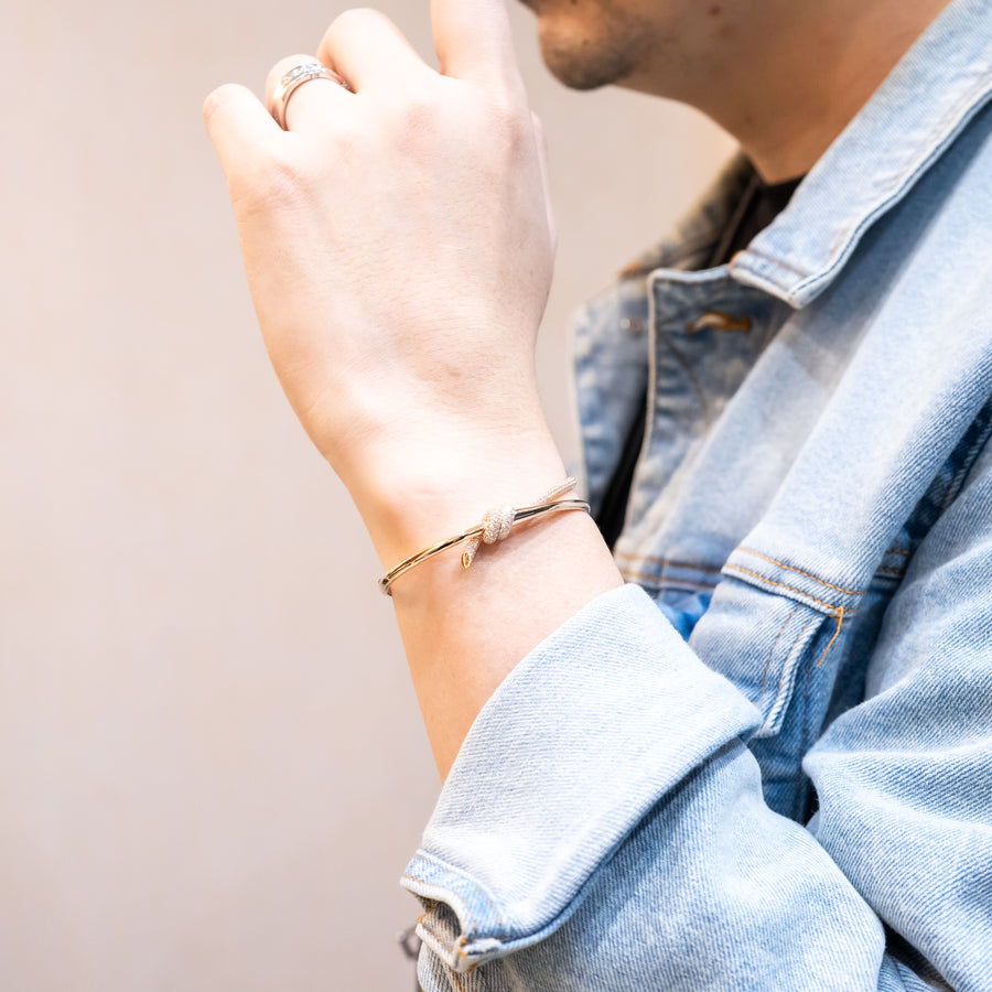 20/09/25 vrtiHIT 0969 Pichai Tiffany &amp; Co. Tiffany Knot Double Row Hinged Bracelet Bracelet pg กล่องและใบเสร็จ L #T3