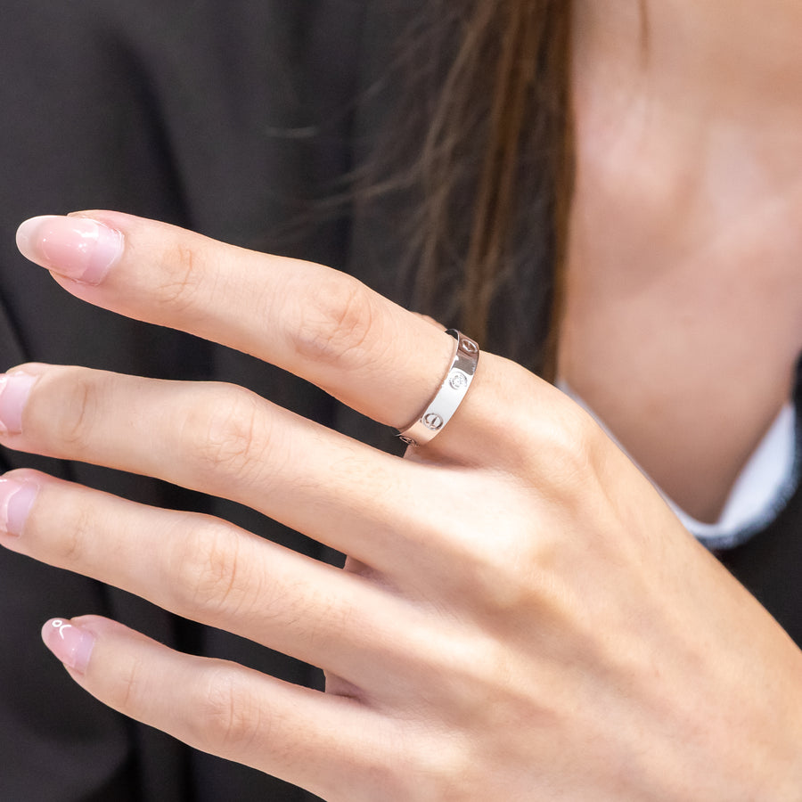 แหวน Cartier Love Ring, small model, 1 diamond 18K White Gold Size 51# (Used) #vrcarimt 7636