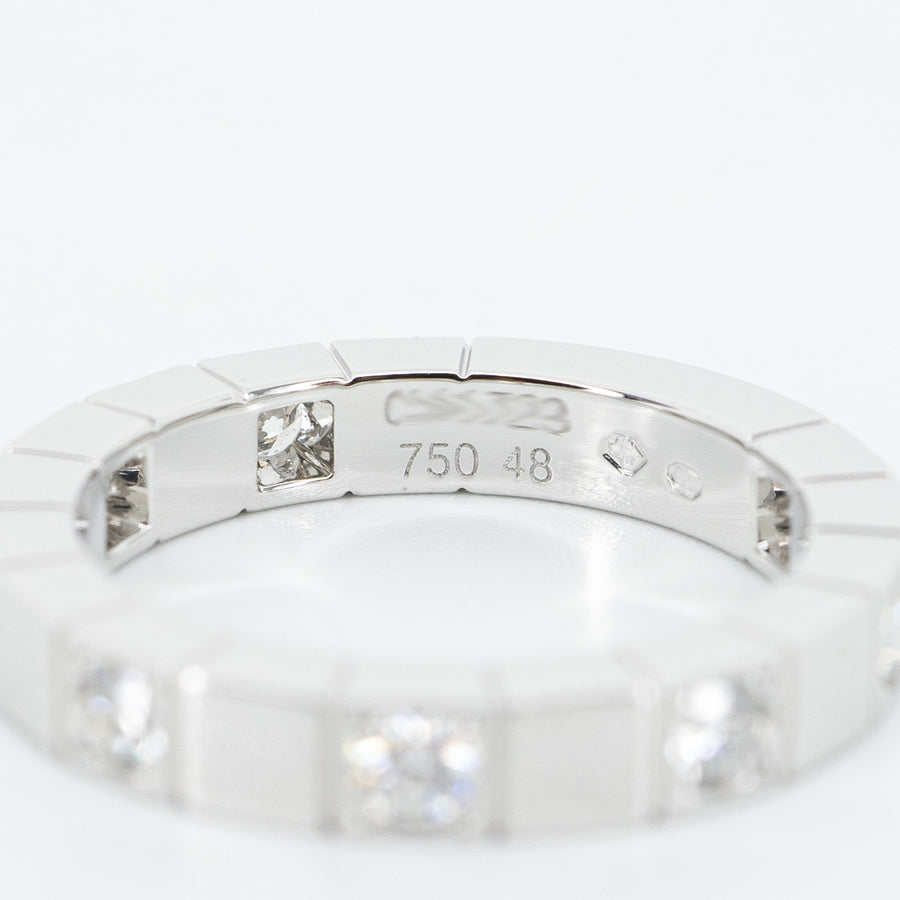 แหวน Cartier Lanieres With Half Diamonds Ring 18K White Gold Size 48# (Used) #vrcaim 5018