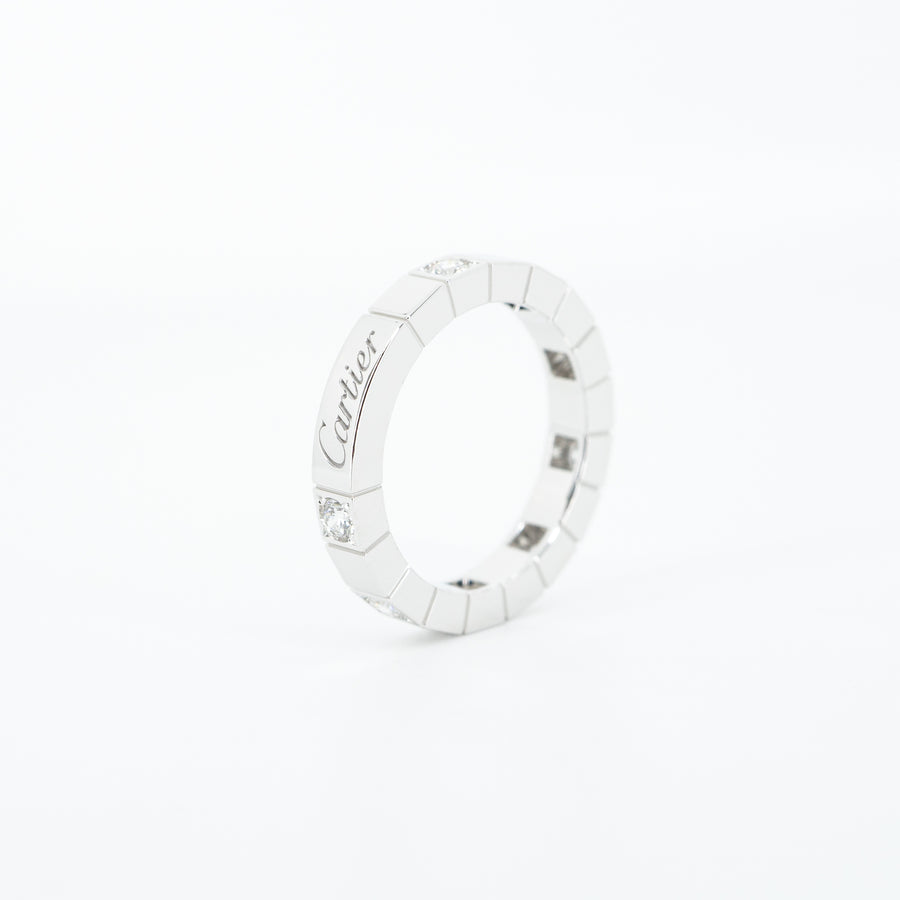 แหวน Cartier Lanieres With Half Diamonds Ring 18K White Gold Size 48# (Used) #vrcaim 5018