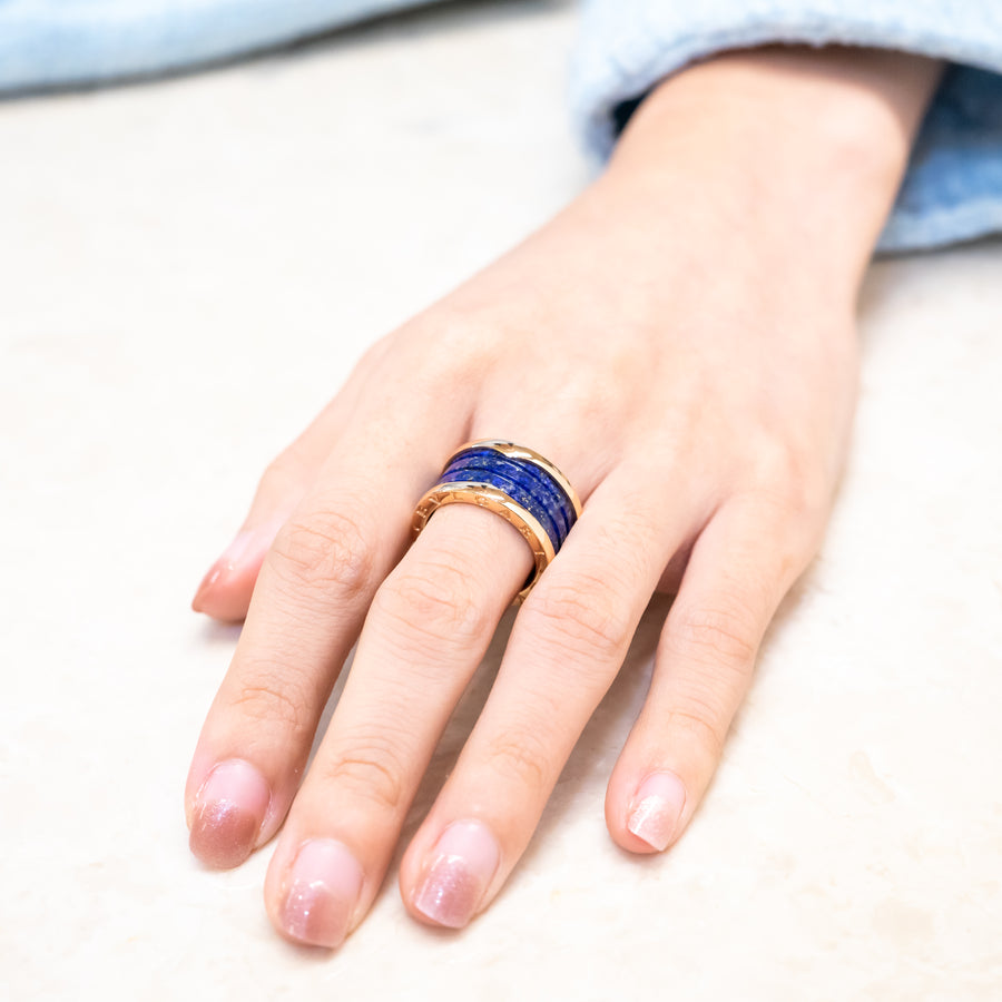 แหวน Bvlgari B.zero1 4band in Lapis Lazuli 18K Rose Gold Size 53# (Used) #vrbvrim 5987