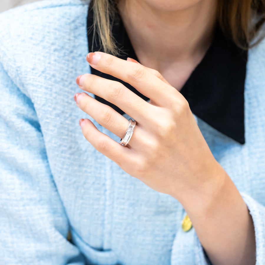 แหวน Bvlgari B.zero1 1band Solitaire Ring 0.30ct F VVS1 18K White Gold Size 53# (Used) #vrbvrimt 7440