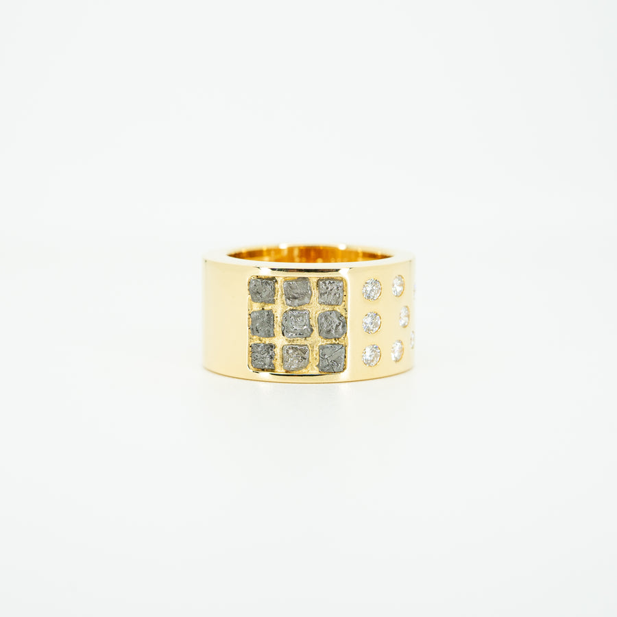 แหวน Vintage Cartier Rough Diamonds and Brilliant Cut Diamonds Ring 18K Yellow Gold Size 50# (Used) #vrcalrfim 5428