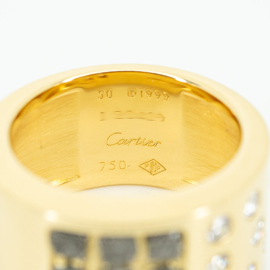 แหวน Vintage Cartier Rough Diamonds and Brilliant Cut Diamonds Ring 18K Yellow Gold Size 50# (Used) #vrcalrfim 5428