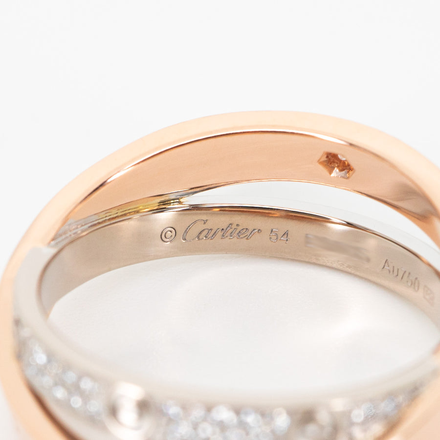 แหวน Cartier Love Double Band ,Diamond-Paved 18K Rose Gold + 18K White Gold Size 54# (Used) #vrcalrfim 5424