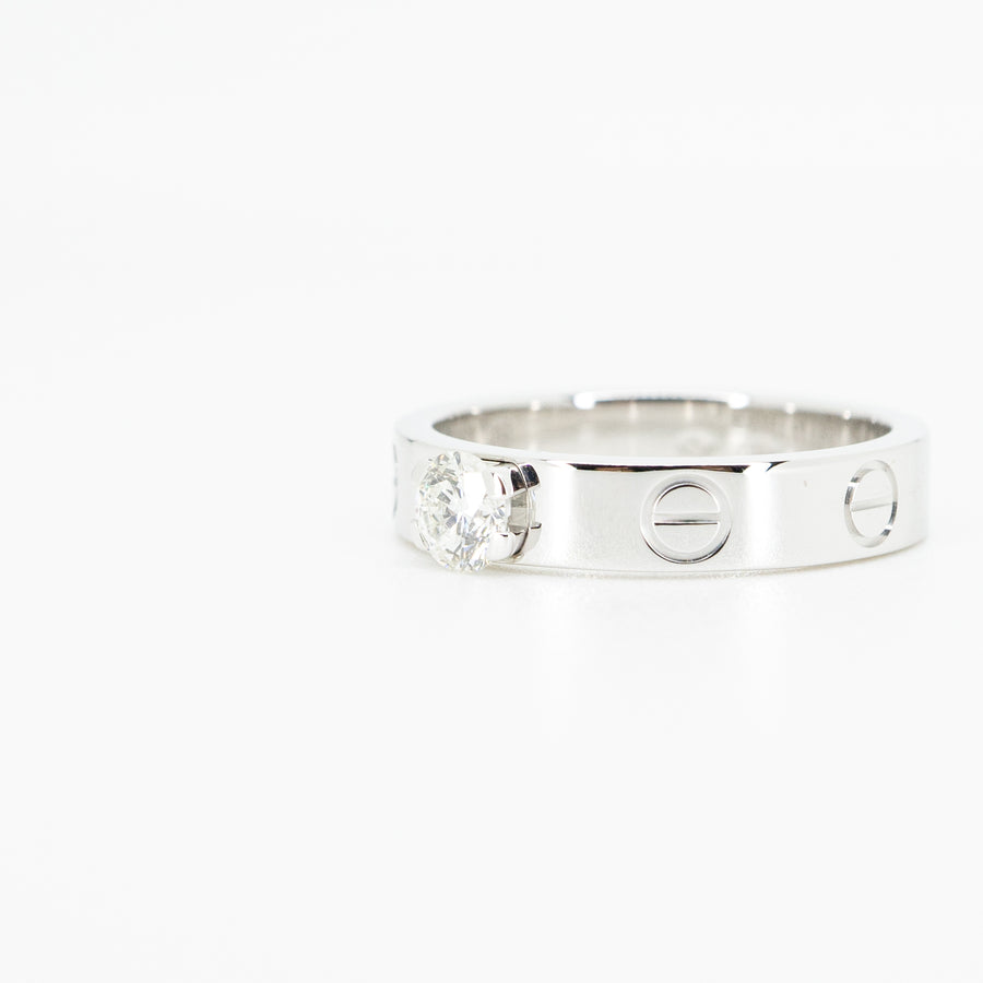 แหวน Cartier Love Solitaire ring 0.24ct F VS2 18K White Gold Size 49# (Used) #vrcarim 5429