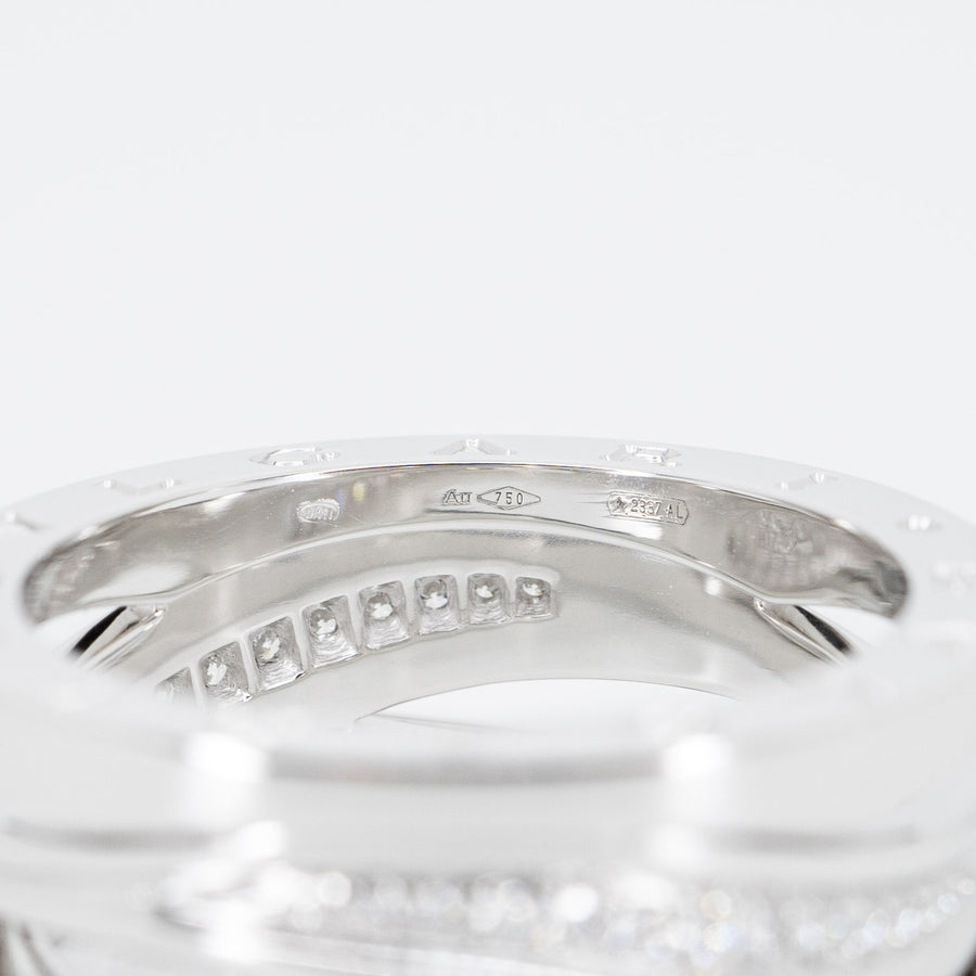 แหวน Bvlgari B.zero1 Design Legend two-band Ring with pavé diamonds #TU 18K White Gold Size 60# (Used) #vrbvn 5511