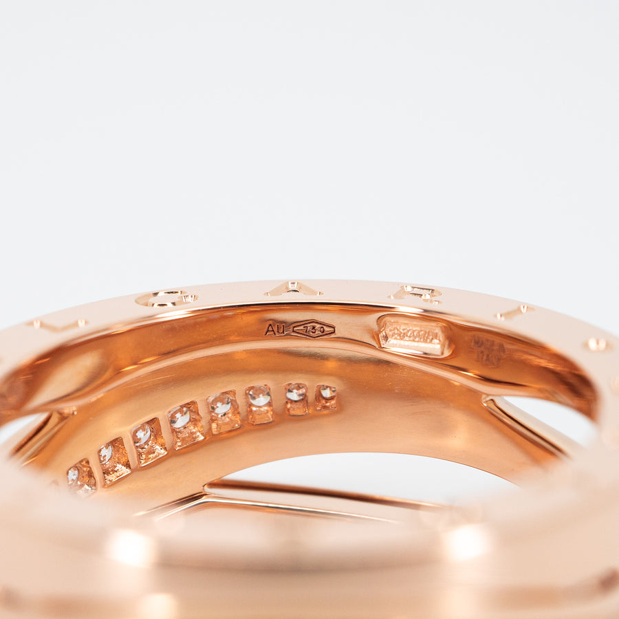 แหวน Bvlgari B.zero1 Design Legend two-band Ring with pavé diamonds #TU 18K Rose Gold Size 58# (Used) #vrbvn 5510