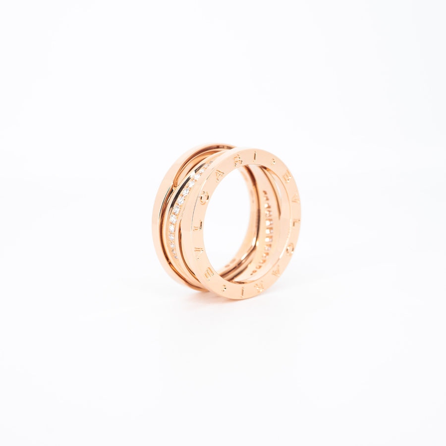 แหวน Bvlgari B.zero1 Design Legend two-band Ring with pavé diamonds #TU 18K Rose Gold Size 58# (Used) #vrbvn 5510