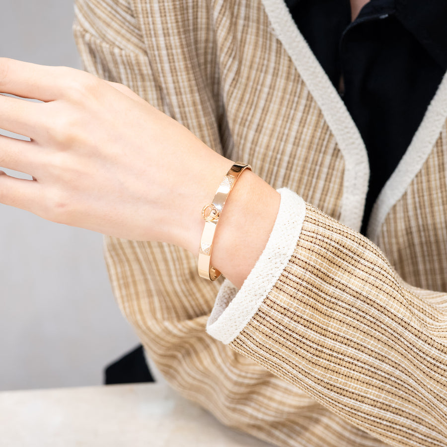 สร้อยข้อมือ Hermes Collier de chien bracelet, small model 18K Rose Gold Size SH# (Used) #vrhe 0929