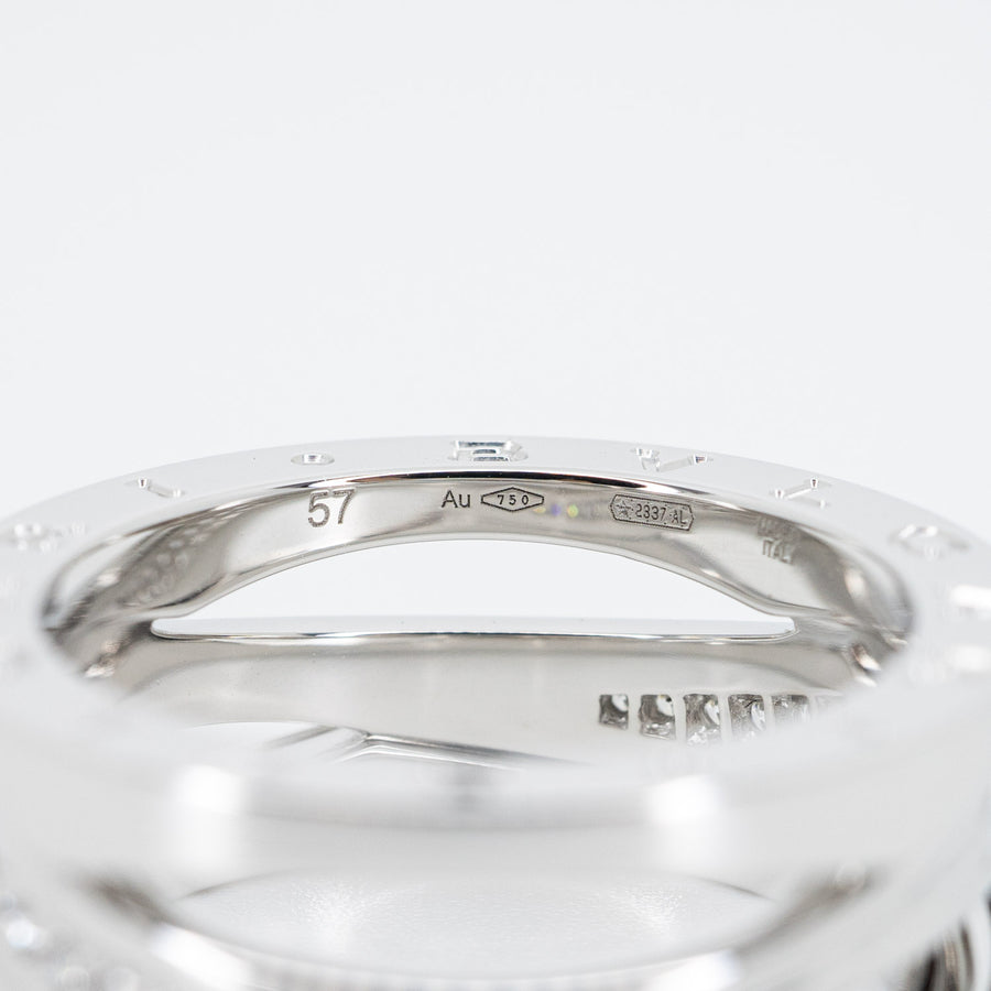 แหวน Bvlgari B.zero1 Design Legend two-band Ring with pavé diamonds #TU 18K White Gold Size 57# (Used) #vrbvn 5520