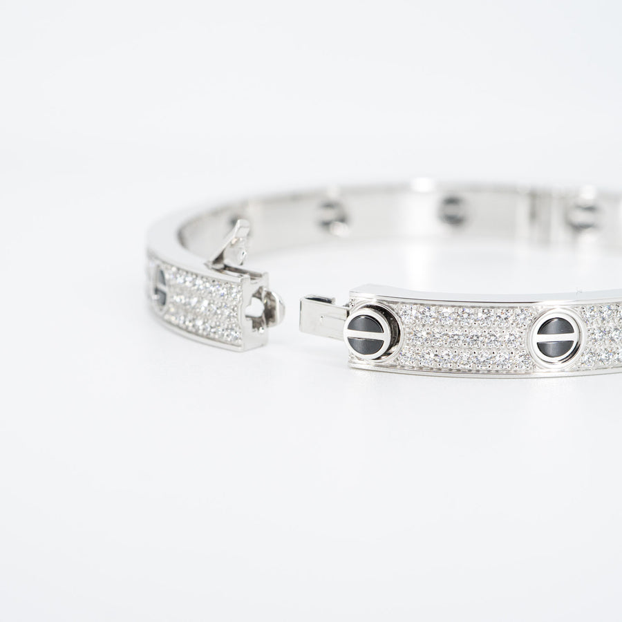 Cartier Love Bracelet with Pave Diamonds Black Ceramic T2