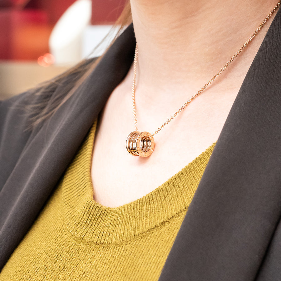 สร้อยและจี้ Bvlgari B.zero1 necklace and pendant 18K Rose Gold Size 37/41/45cm.# (Used) #vrbvnlimt 7328