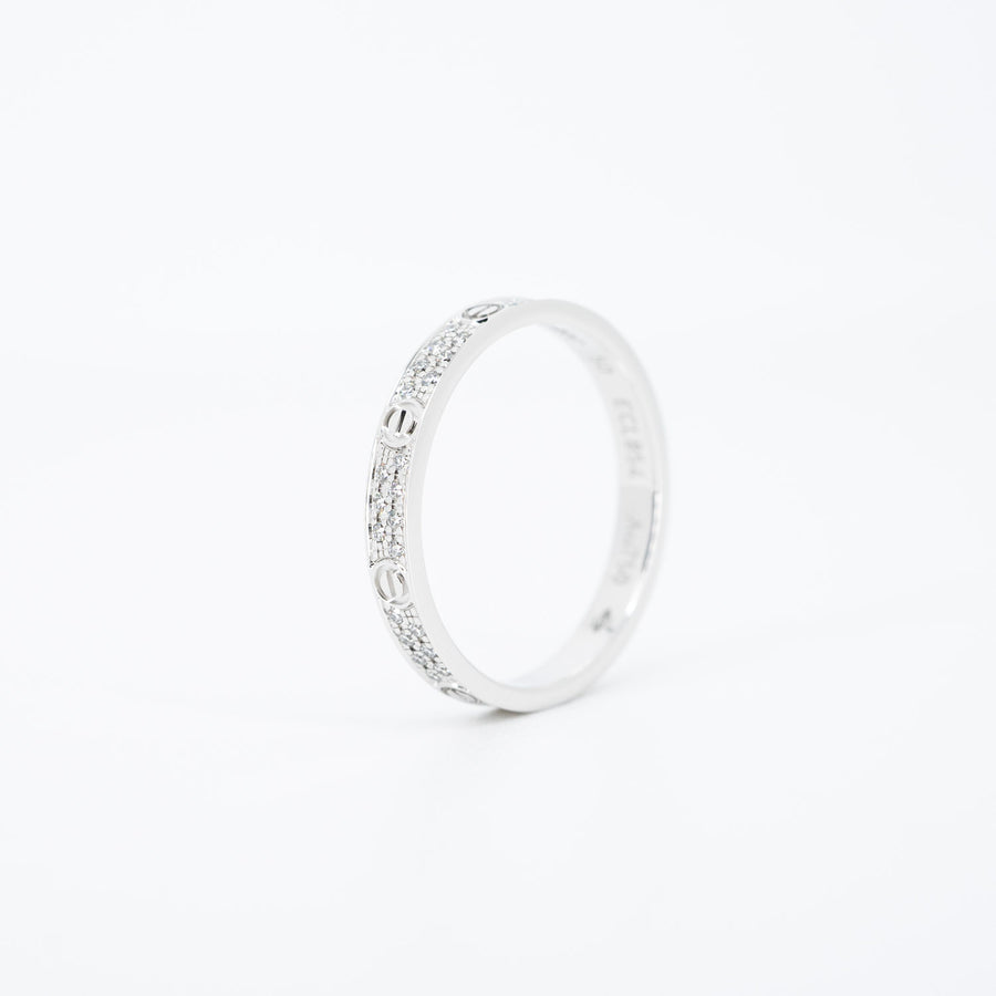 แหวน Cartier Love SM with Pave Diamonds Ring #T2 18K White Gold Size 50# (Used) #vrcalrf 5560