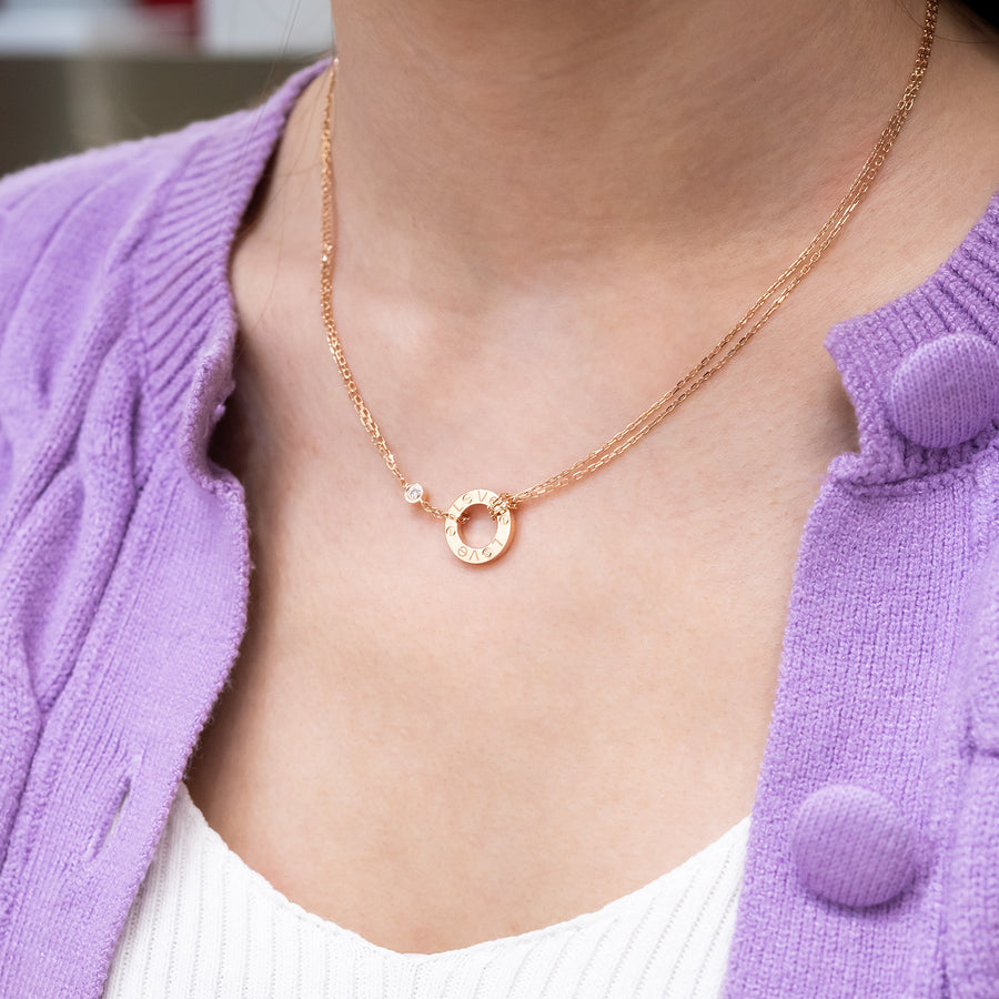 สร้อยและจี้ Cartier Love necklace, 2 diamonds 18K Rose Gold Size 37-40cm.# (Used) #vrcanl 7600