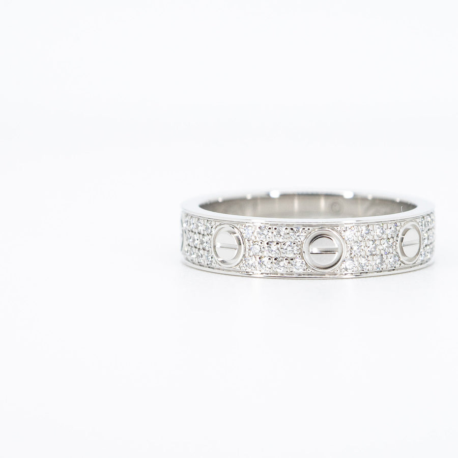 แหวน Cartier Love Band with Pave Diamonds #T2 18K White Gold Size 48# (Used) #vrcalrfim 5593