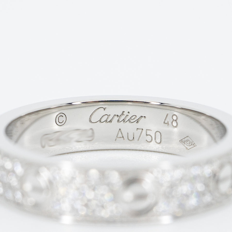 แหวน Cartier Love Band with Pave Diamonds #T2 18K White Gold Size 48# (Used) #vrcalrfim 5593