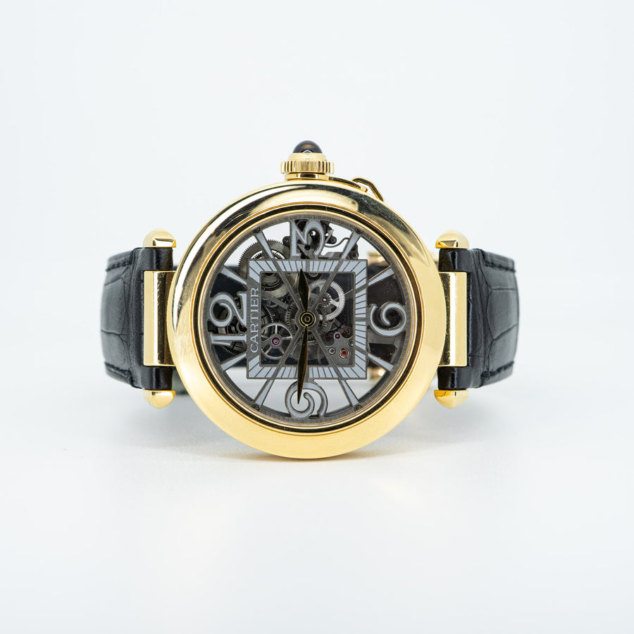 นาฬิกา Cartier pasha Skeleton watch, Crown set with a Sapphire Cabochon, Limited edition of 15 pieces. 18k Yellow Gold #T1 Size 41mm.# (Used) #vrca 0549