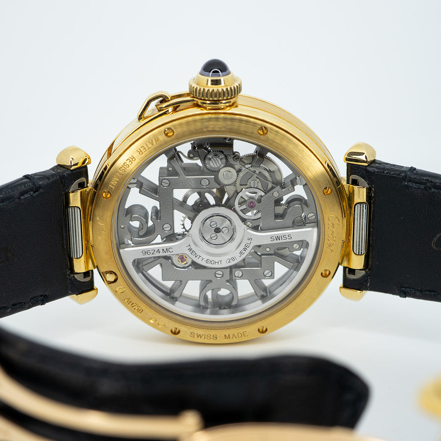 นาฬิกา Cartier pasha Skeleton watch, Crown set with a Sapphire Cabochon, Limited edition of 15 pieces. 18k Yellow Gold #T1 Size 41mm.# (Used) #vrca 0549
