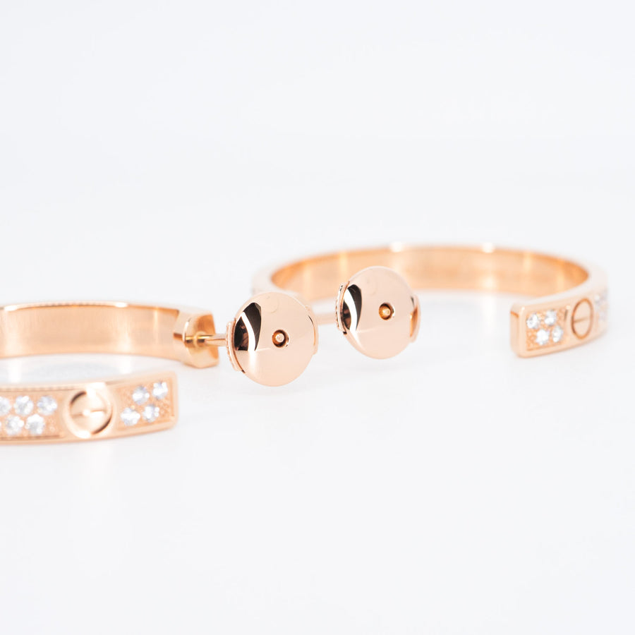 ต่างหู Cartier Love earrings with diamonds #T2 18K Rose Gold (Used) #vrca 0570