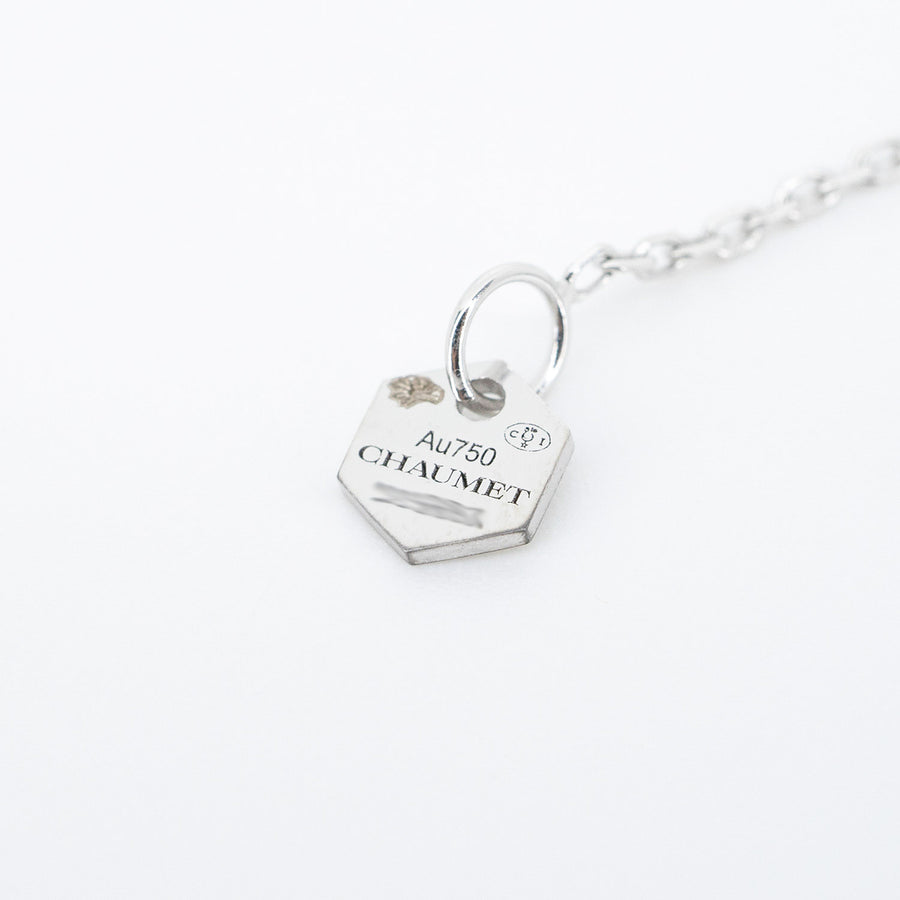 สร้อยและจี้ Chaumet Bee My Love pendant with diamonds #T3 18K White Gold Size 15-16"# (Used) #vrchau 0567