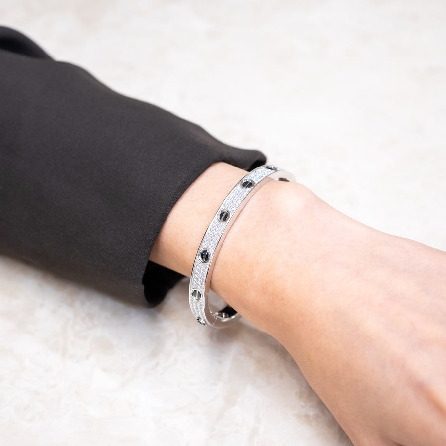 Cartier Love Bracelet with Pave Diamonds Black Ceramic T2