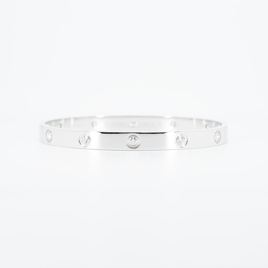 กำไล Cartier Love Bracelet, 10 Diamonds #T3 18K White Gold Size 19# (Used) #vrcab 5678