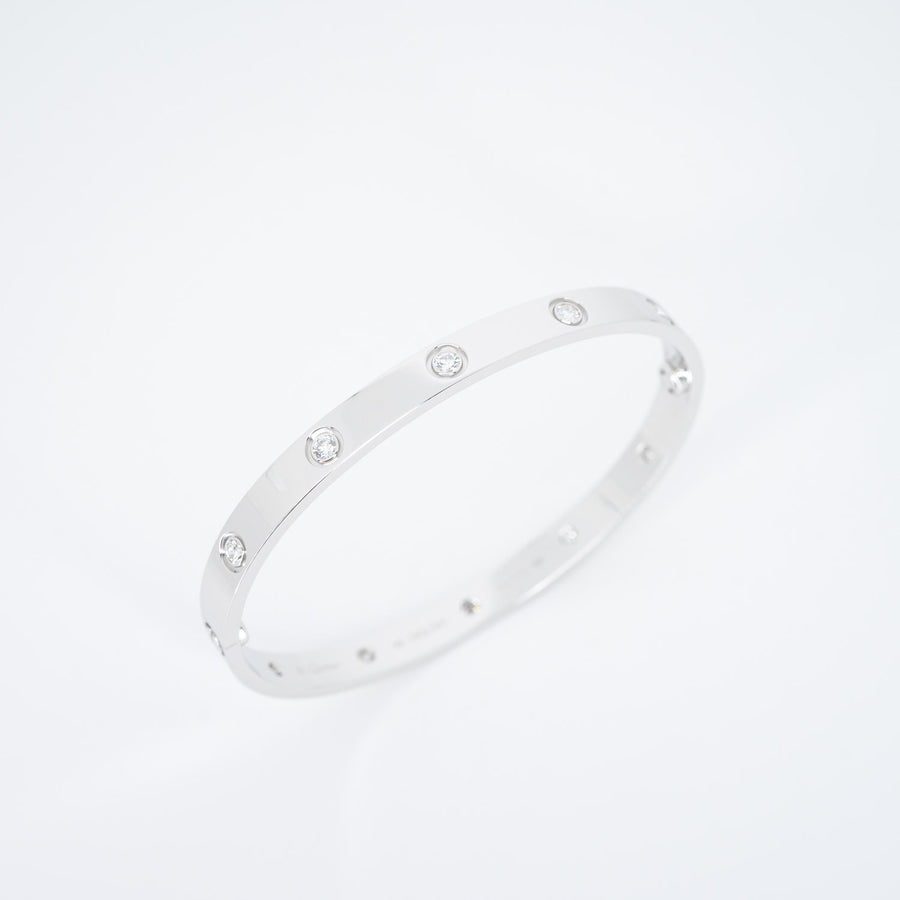 กำไล Cartier Love Bracelet, 10 Diamonds #T3 18K White Gold Size 19# (Used) #vrcab 5678