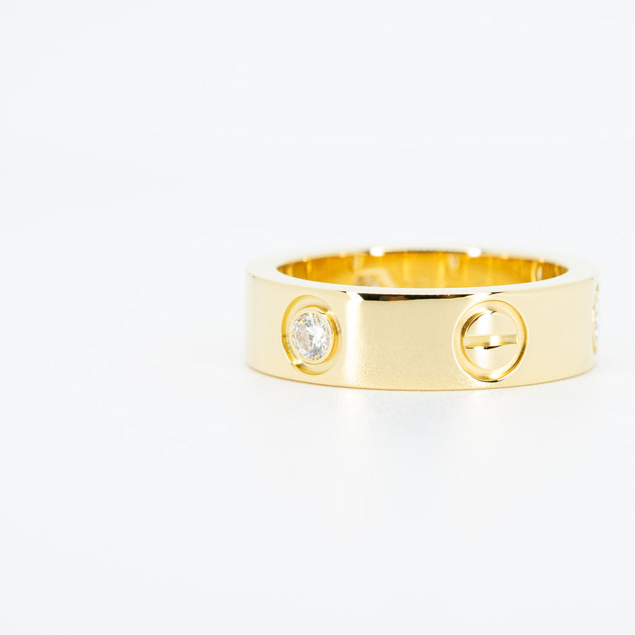 แหวน Cartier Love 3Diamonds Ring #T3 18K Yellow Gold Size 50# (Used) #vrcar 5711