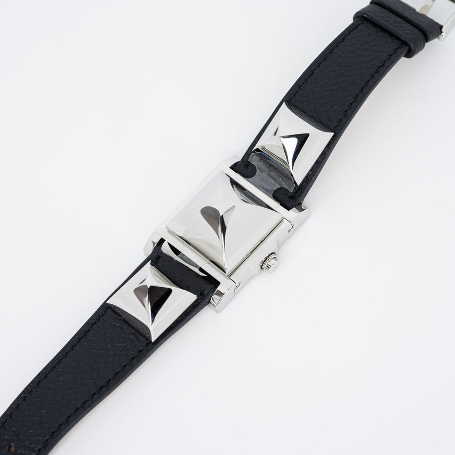 นาฬิกา Hermes Medor Watch Small Epsom Black PHW #T4 Stainless Steel Size 27mm.# (Used) #vrhe 0580