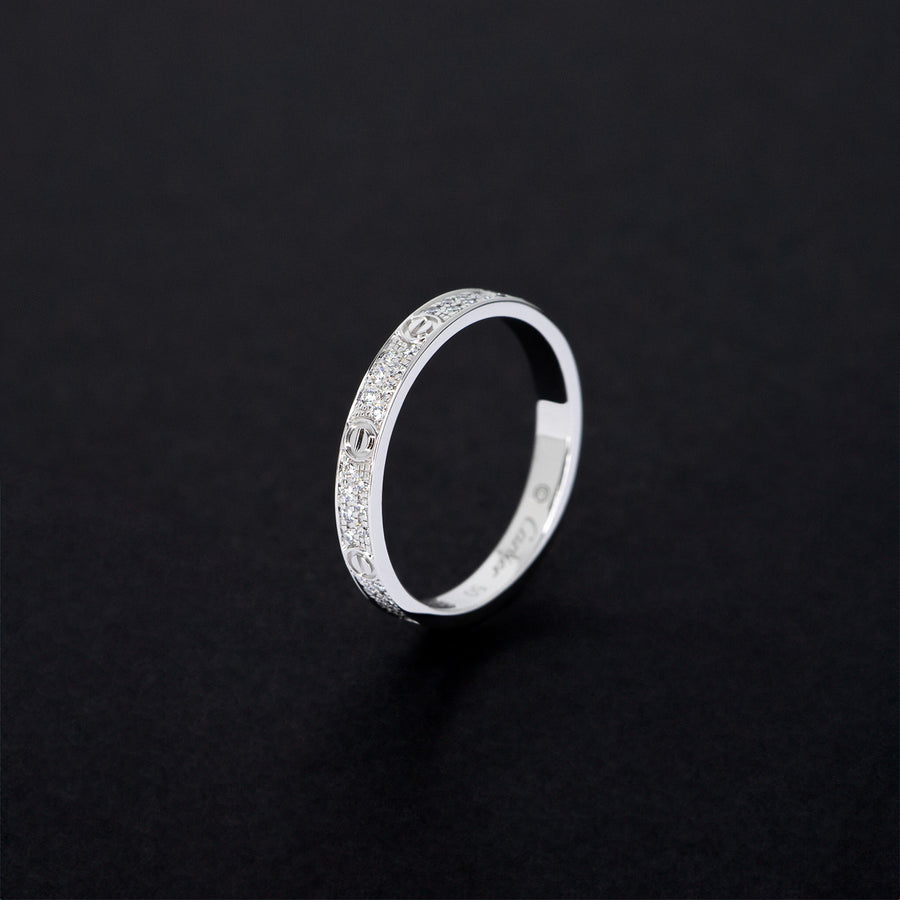 แหวน Cartier Love SM with Pave Diamonds Ring #T2 18K White Gold Size 50# (Used) #vrcalrf 5560