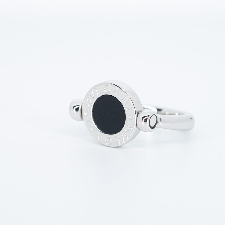 แหวน Bvlgari Bvlgari Flip Ring set with diamonds and onyx #TU 18K White Gold Size 49# (Used) #vrbvrim 5754