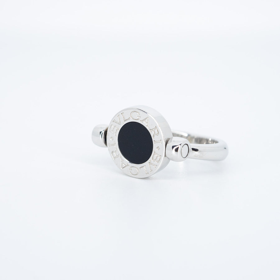 แหวน Bvlgari Bvlgari Flip Ring set with diamonds and onyx #TU 18K White Gold Size 50# (Used) #vrbvrim 5753