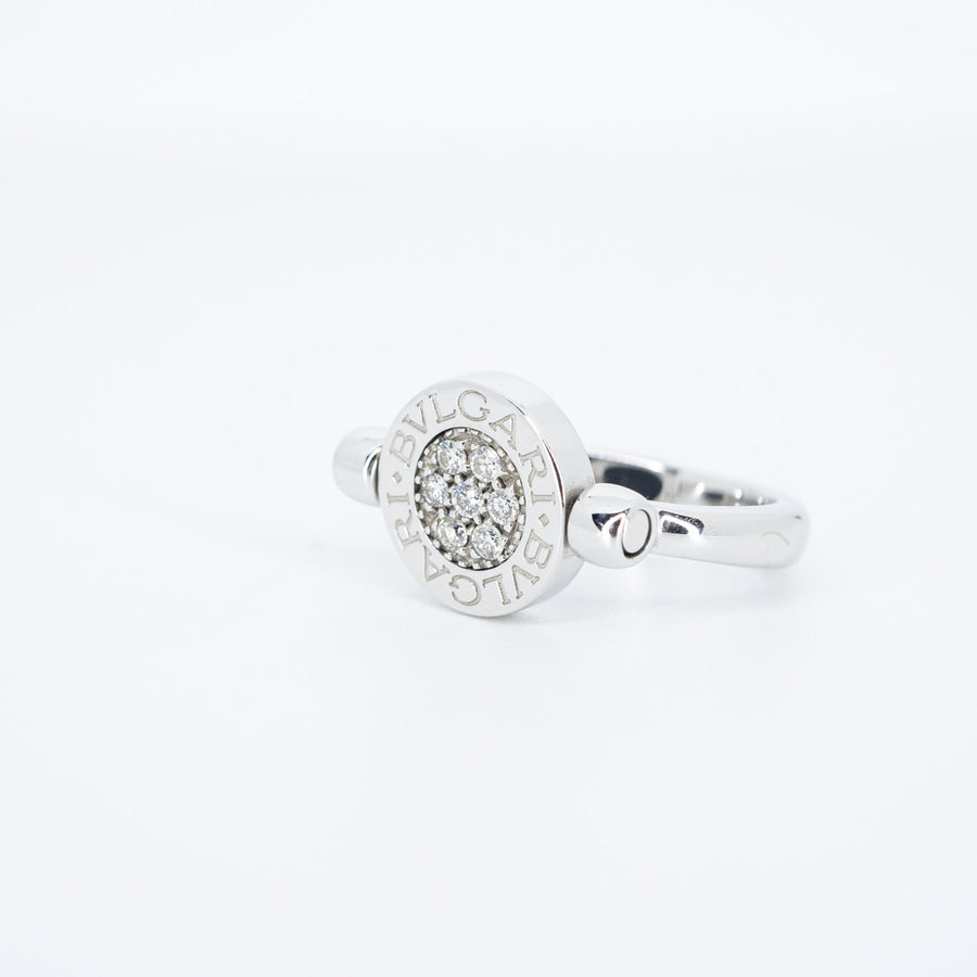 แหวน Bvlgari Bvlgari Flip Ring set with diamonds and onyx #TU 18K White Gold Size 51# (Used) #vrbvrim 5776