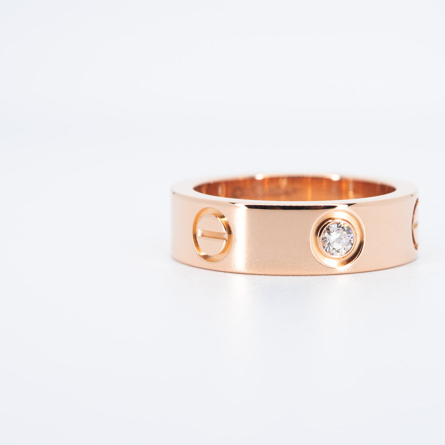 แหวน Cartier Love 3Diamonds Ring #T3 18K Rose Gold Size 50# (Used) #vrcarim 5778