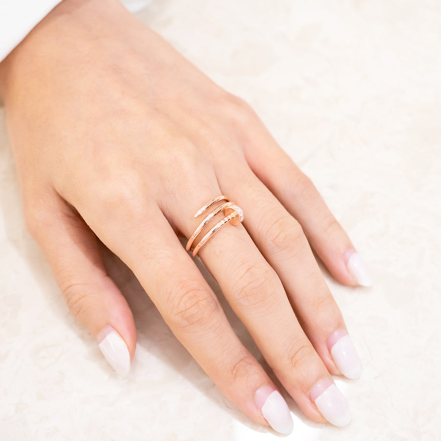 **hold k.sasi**แหวน Cartier Juste un Clou ring, double, diamonds 18K Rose Gold Size 50# (Used) #vrcarimt 7393