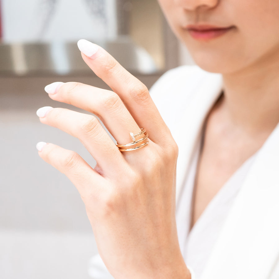 แหวน Cartier Juste un Clou ring, double, diamonds 18K Rose Gold Size 56# (Used) #vrcar 7082