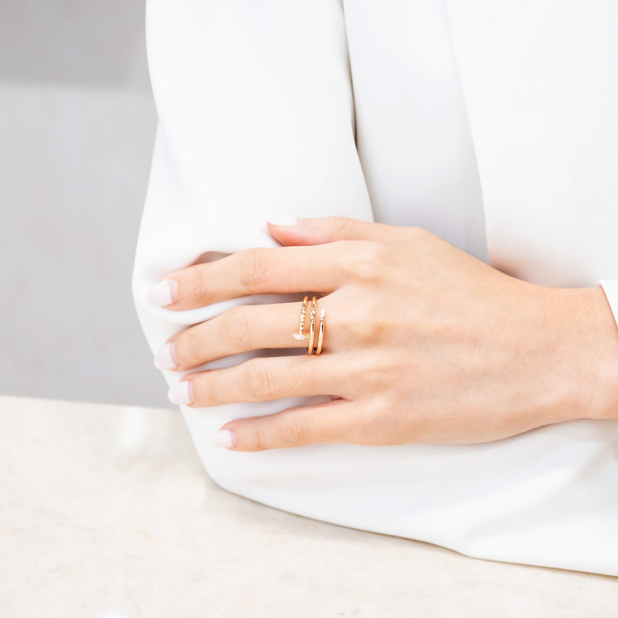 แหวน Cartier Juste un Clou ring, double, diamonds 18K Rose Gold Size 56# (Used) #vrcar 7082