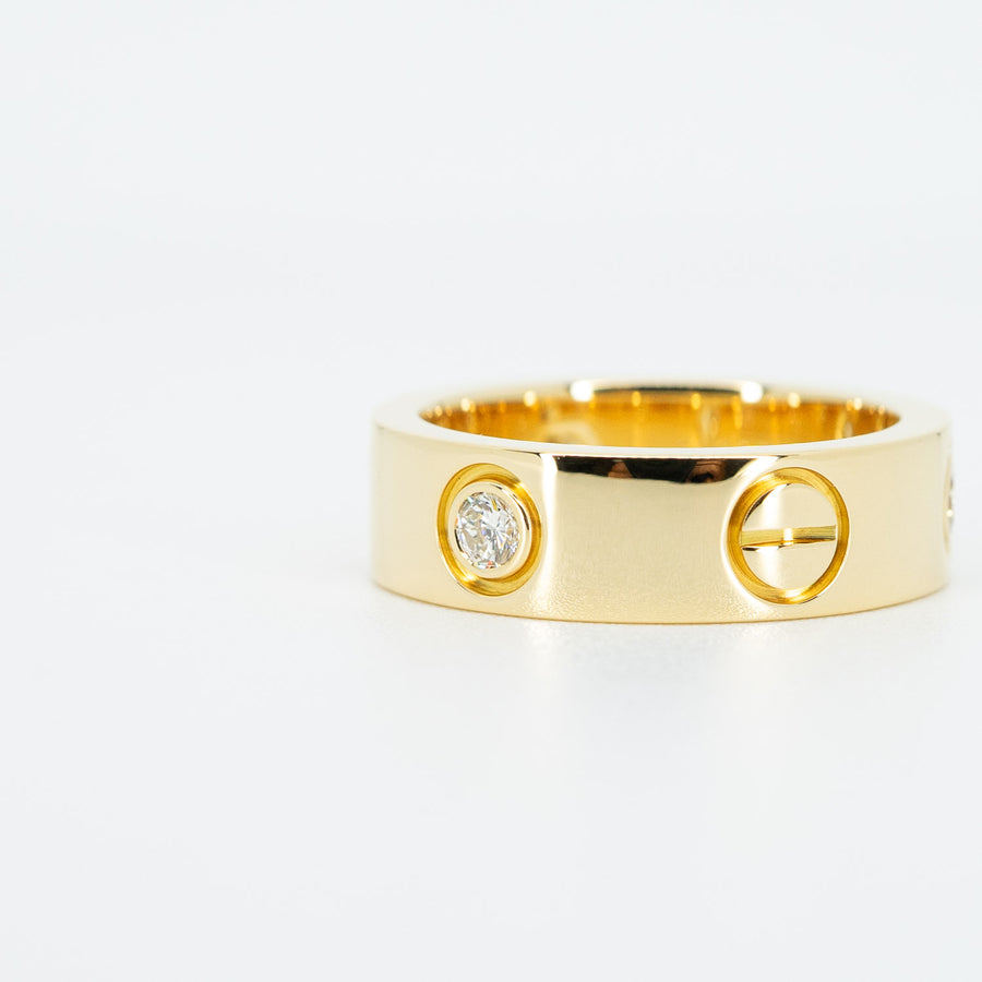 แหวน Cartier Love 3Diamonds Ring #T3 18K Yellow Gold Size 49# (Used) #vrcar 5810