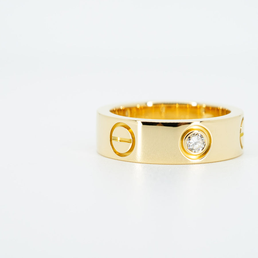 แหวน Cartier Love 3Diamonds Ring #T3 18K Yellow Gold Size 49# (Used) #vrcar 5810