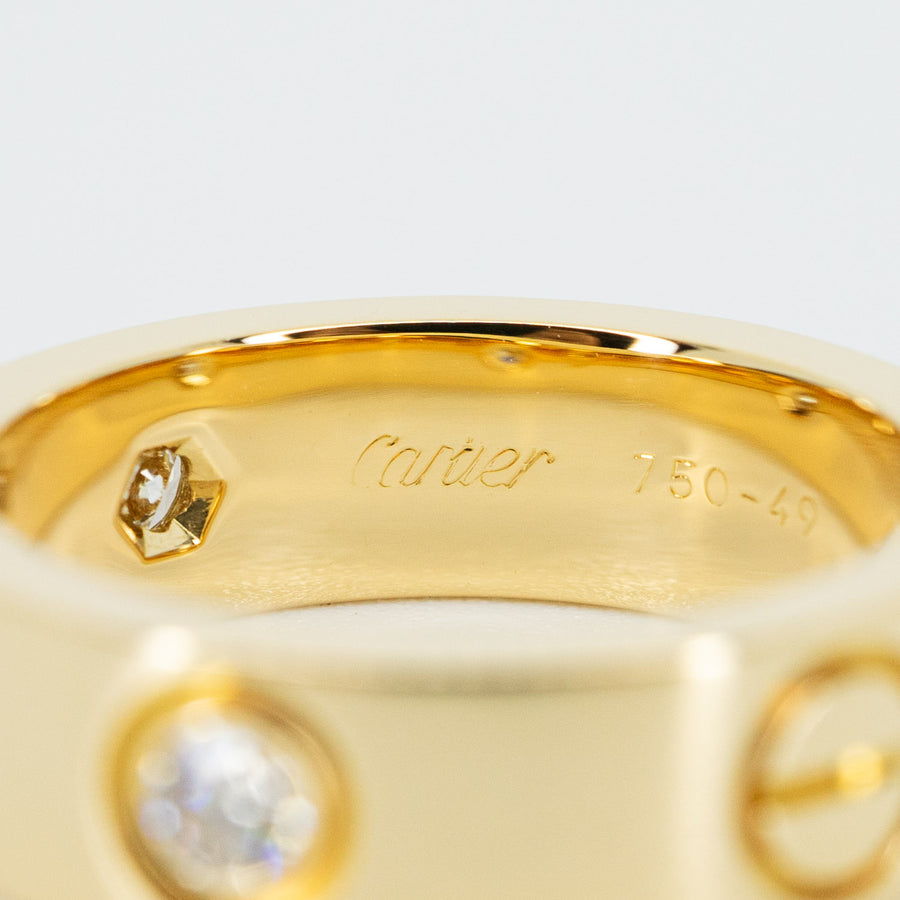 แหวน Cartier Love 3Diamonds Ring #T3 18K Yellow Gold Size 49# (Used) #vrcar 5810