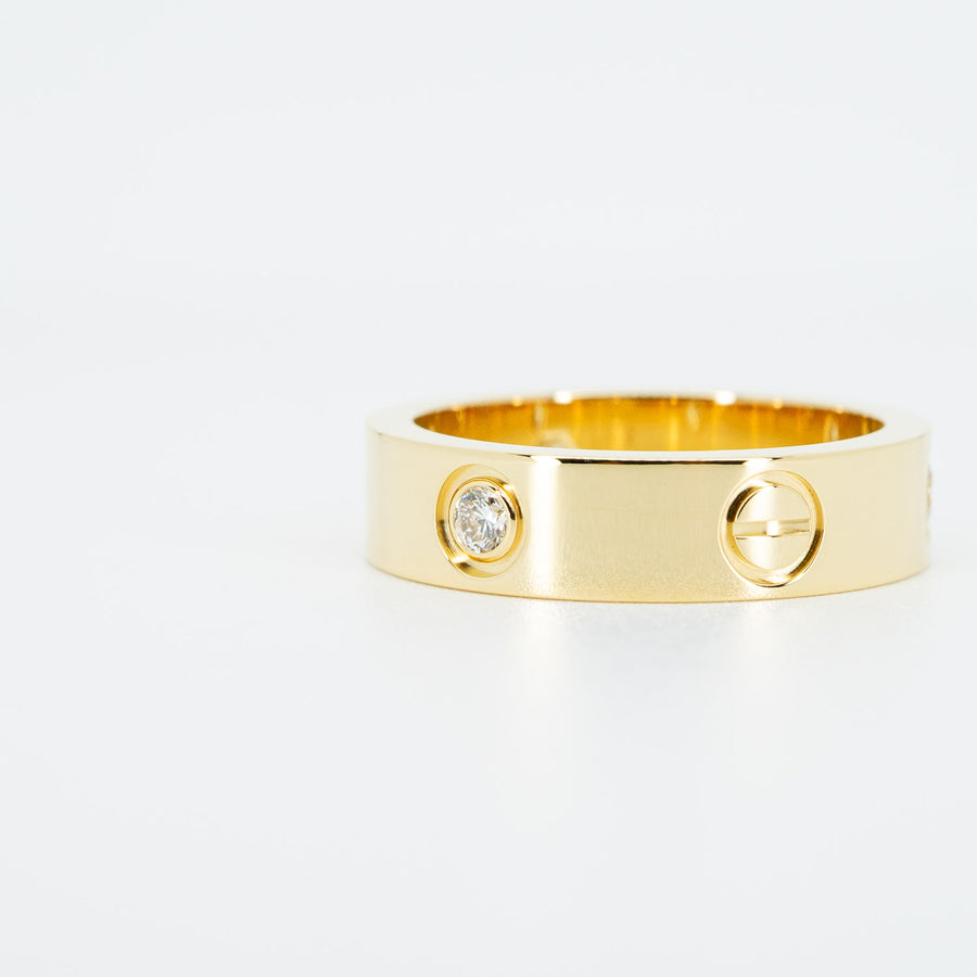 แหวน Cartier Love 3Diamonds Ring #T3 18K Yellow Gold Size 57# (Used) #vrcarimt 5827