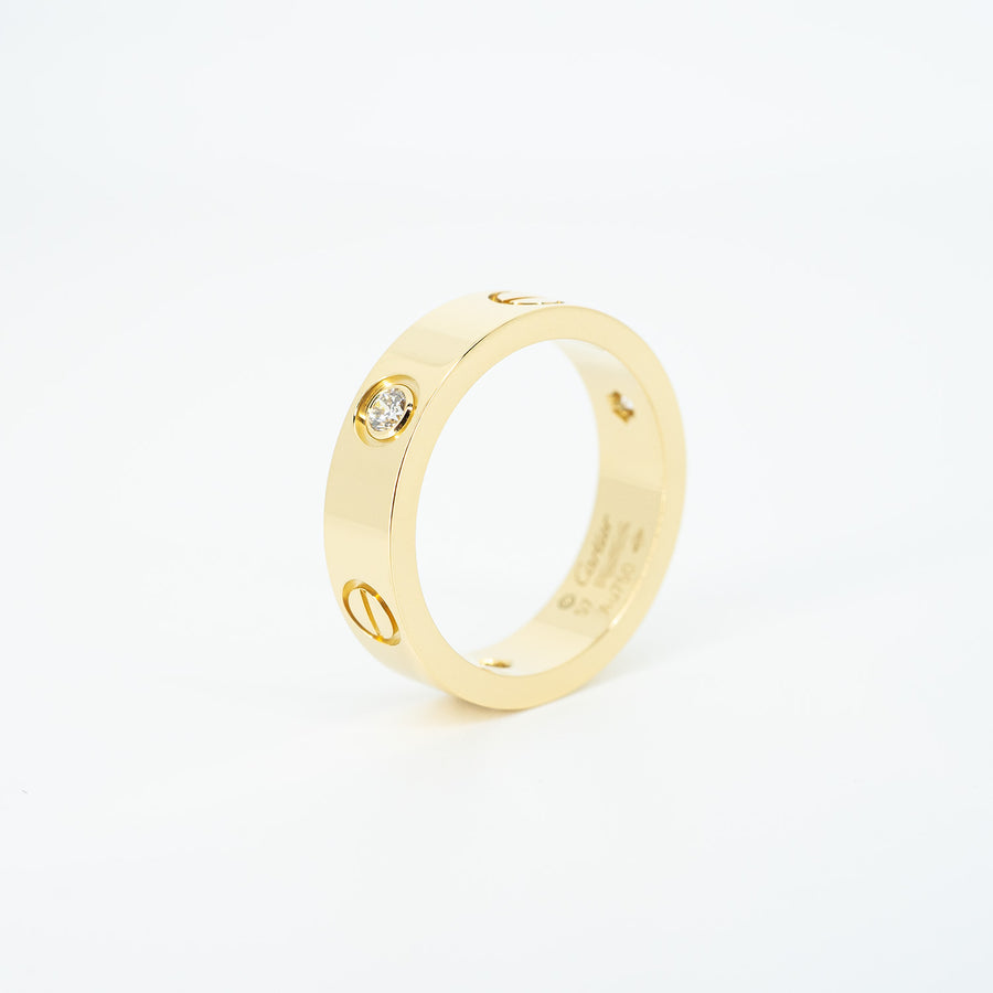 แหวน Cartier Love 3Diamonds Ring #T3 18K Yellow Gold Size 57# (Used) #vrcarimt 5827