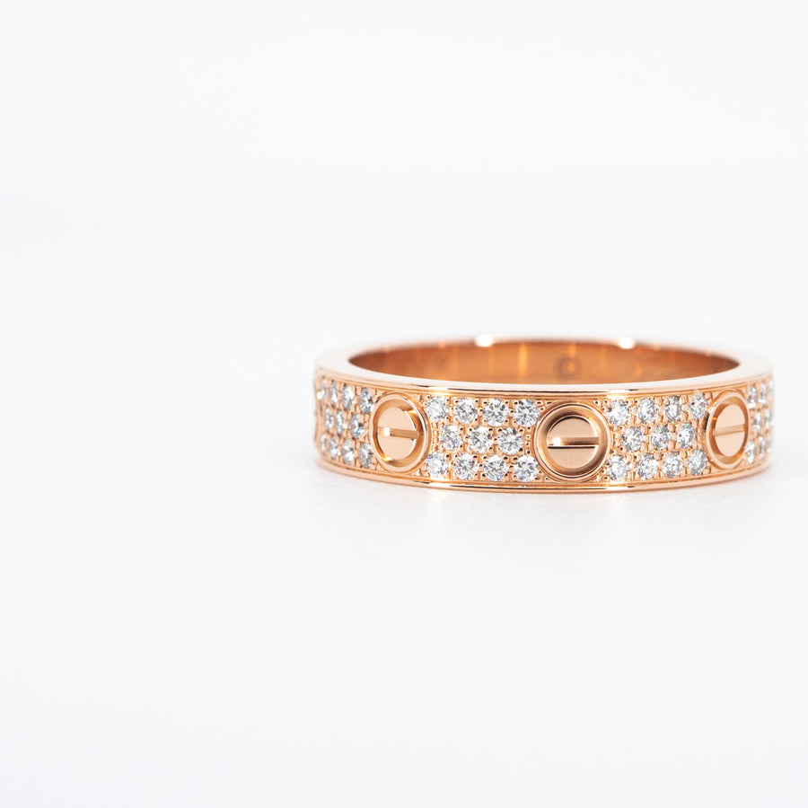 แหวน Cartier Love Band with Pave Diamonds #T2 18K Rose Gold Size 48# (Used) #vrcarim 5764